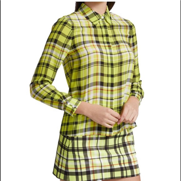 NWT- Alice+ Olivia Willa silk plaid shirt size S - Picture 4 of 12